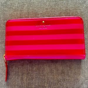 Kate Spade Red/Pink Patent Zip Around Wallet